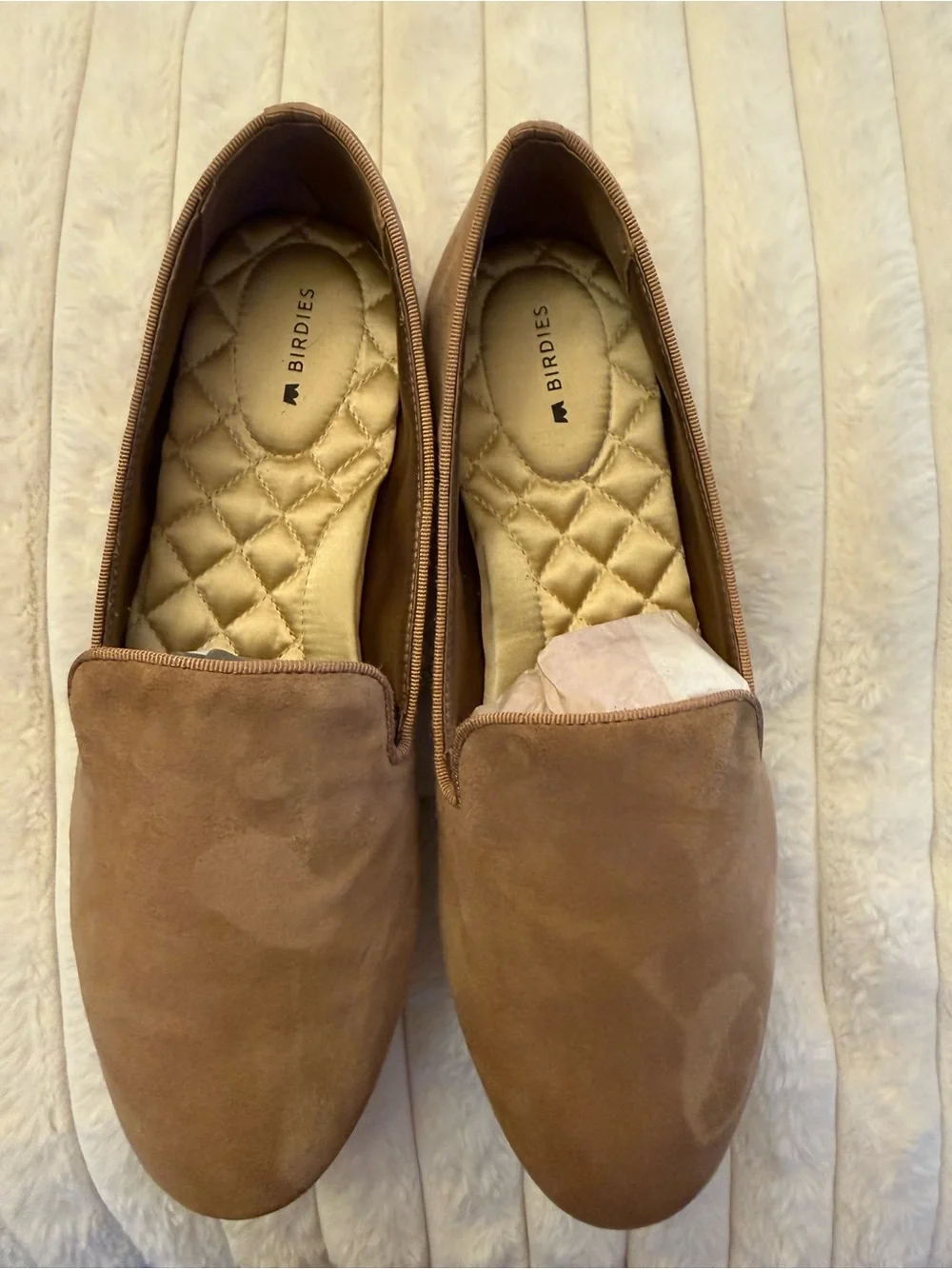 Birdies The Starling Latte Suede Slip loafers